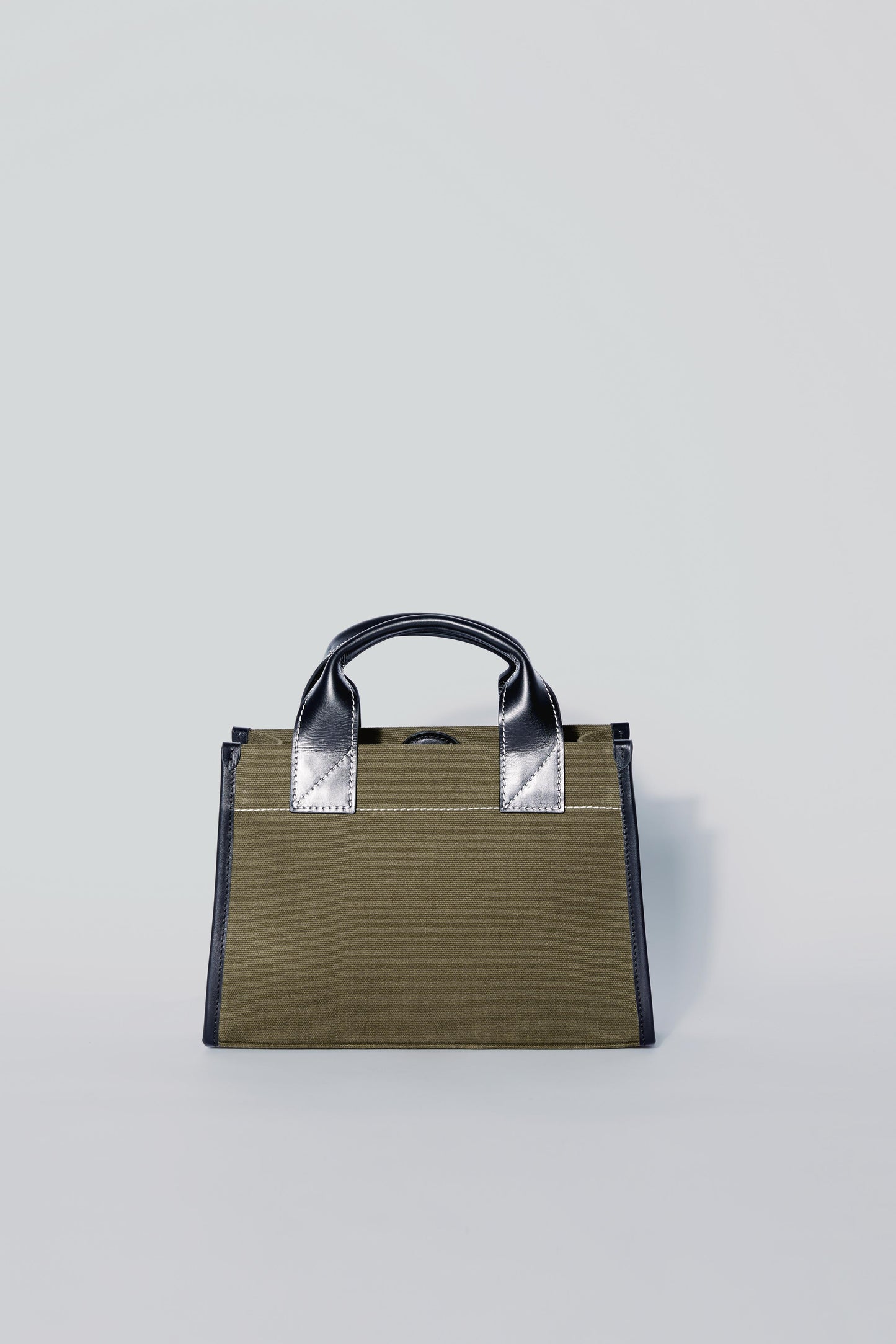 STITCHED POCKET MINI TOTE IN KHAKI AND BLACK