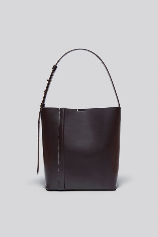 THE LARGE TOTE PLISSÉ DARK BROWN