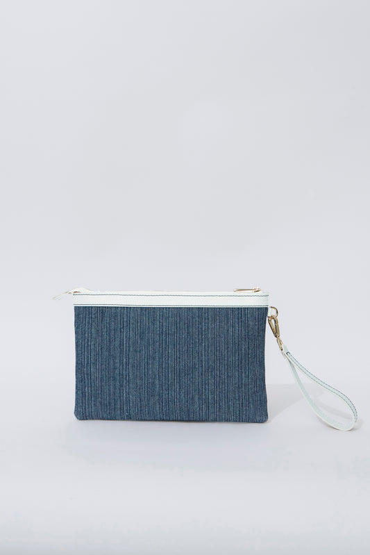 STITCHED CLUTCH IN MARINE AND OFF-WHITE