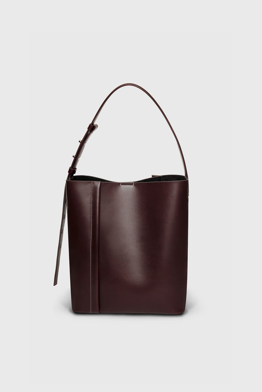 THE LARGE TOTE PLISSÉ BURGUNDY