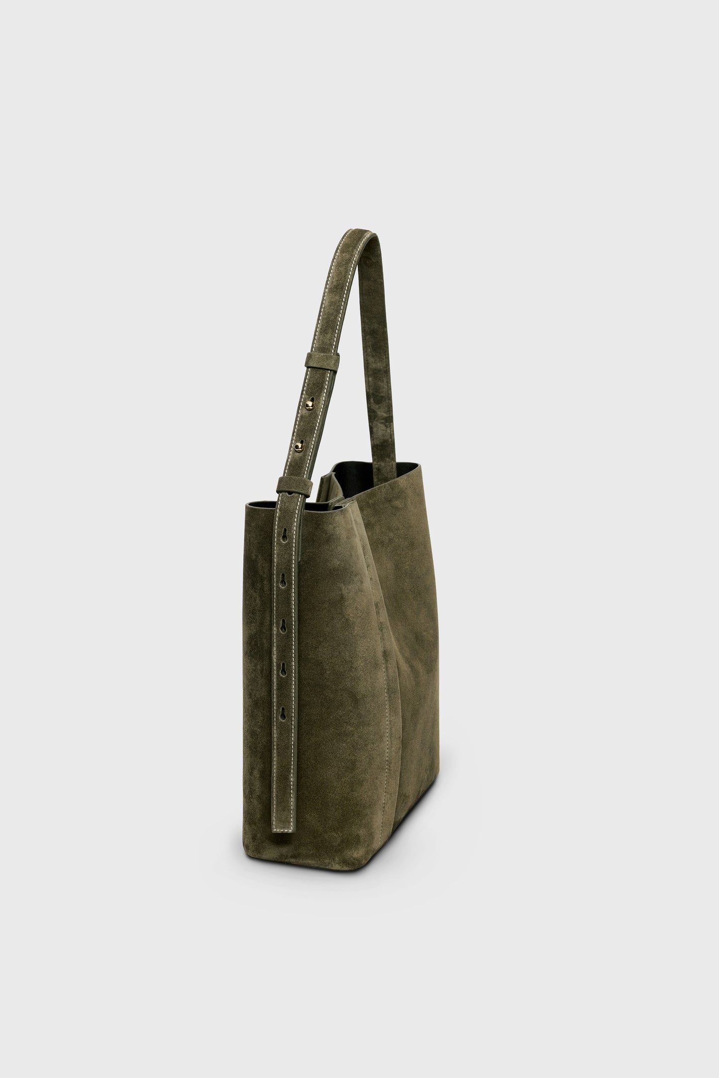 THE LARGE TOTE PLISSÉ KHAKI SUEDE