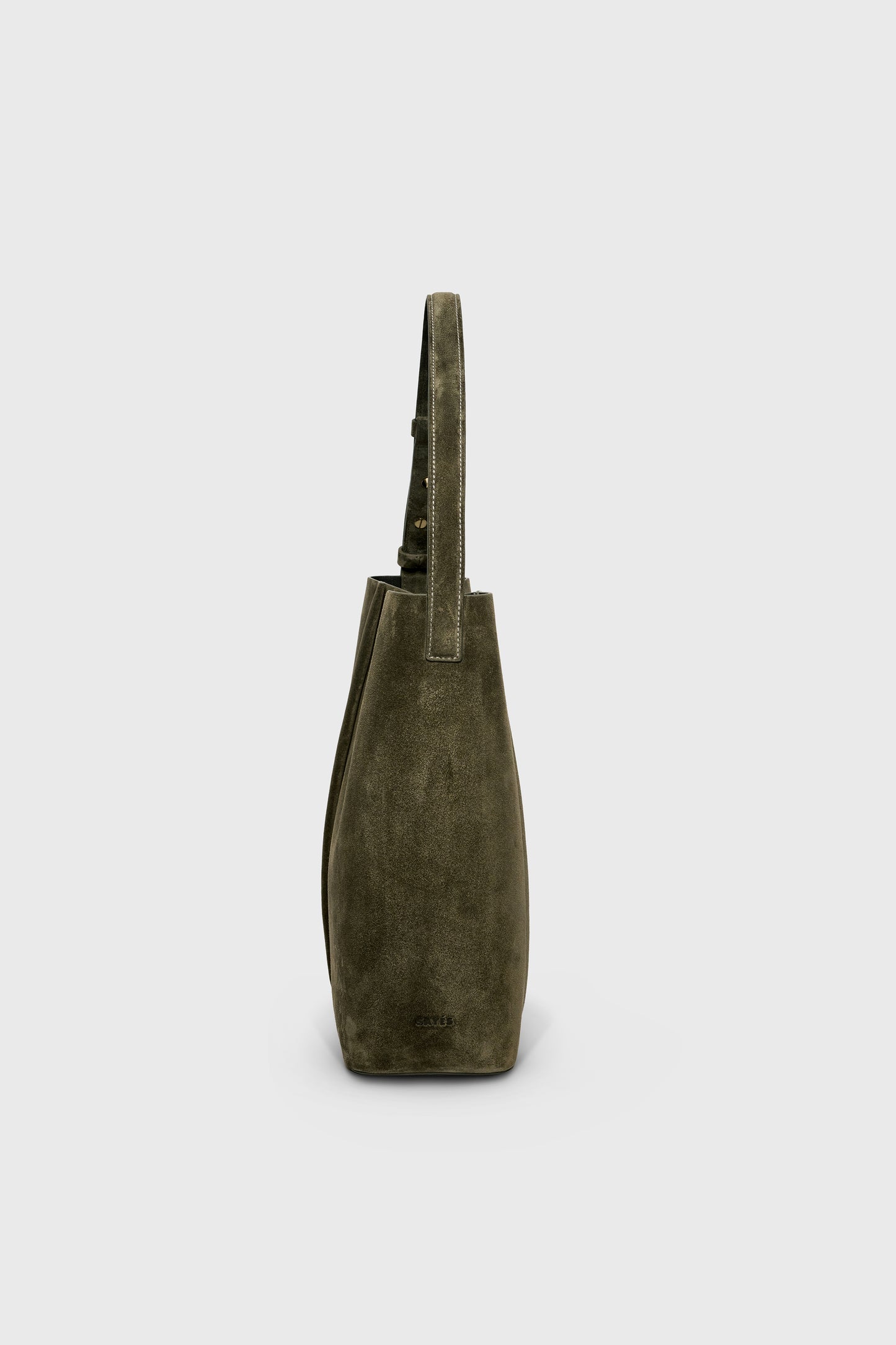 THE LARGE TOTE PLISSÉ KHAKI SUEDE