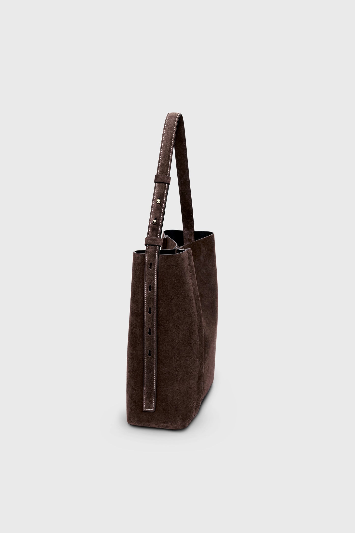 THE LARGE TOTE PLISSÉ BROWN SUEDE