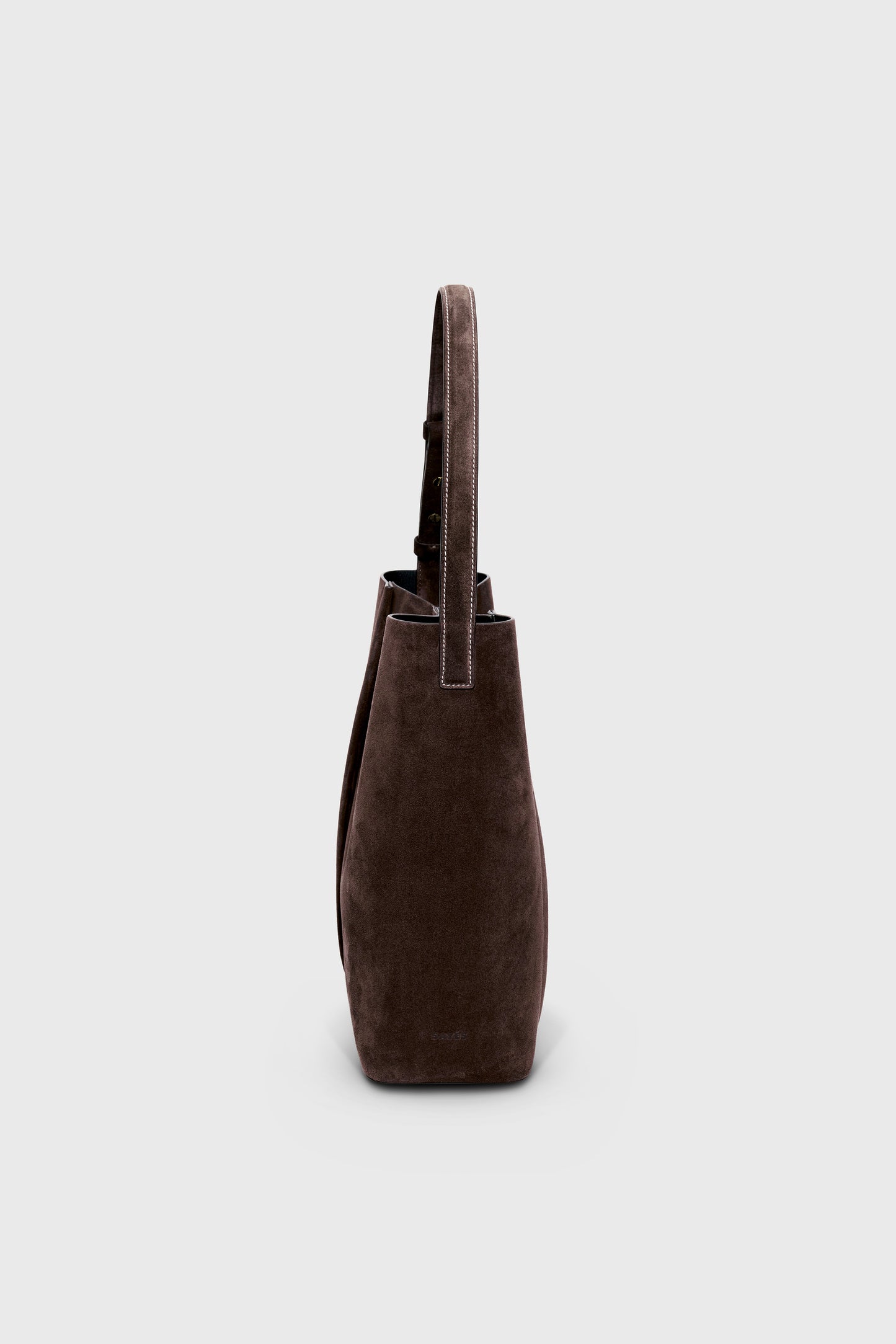 THE LARGE TOTE PLISSÉ BROWN SUEDE