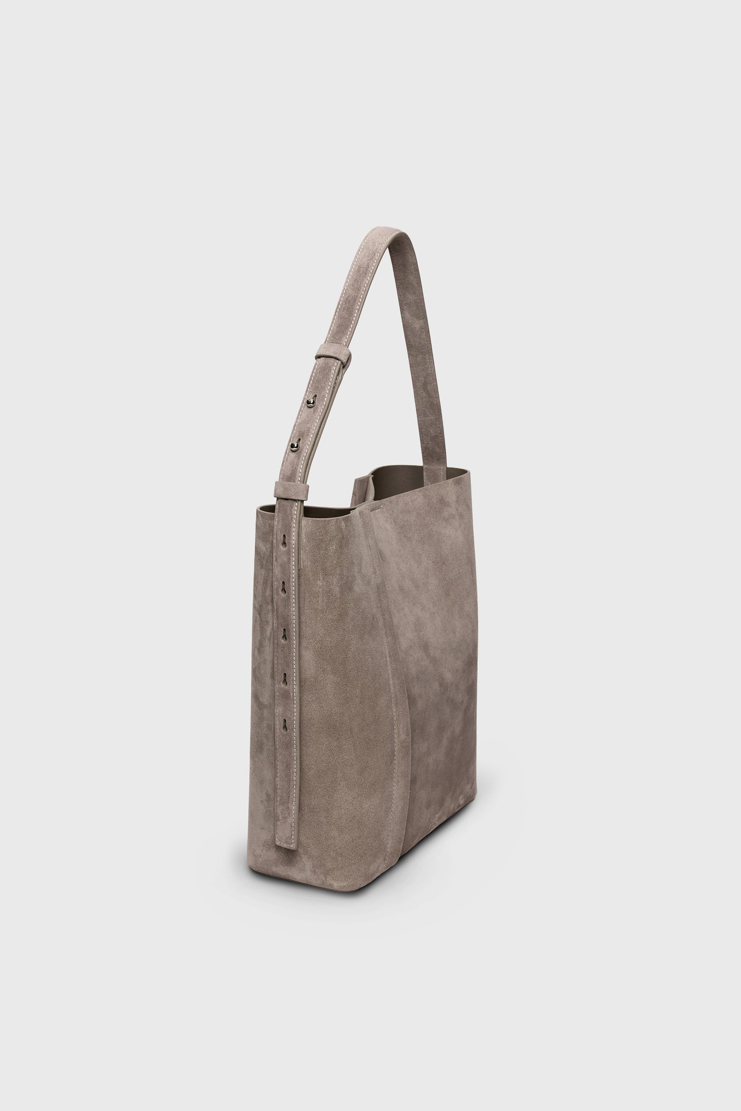THE LARGE TOTE PLISSÉ SAND BEIGE SUEDE