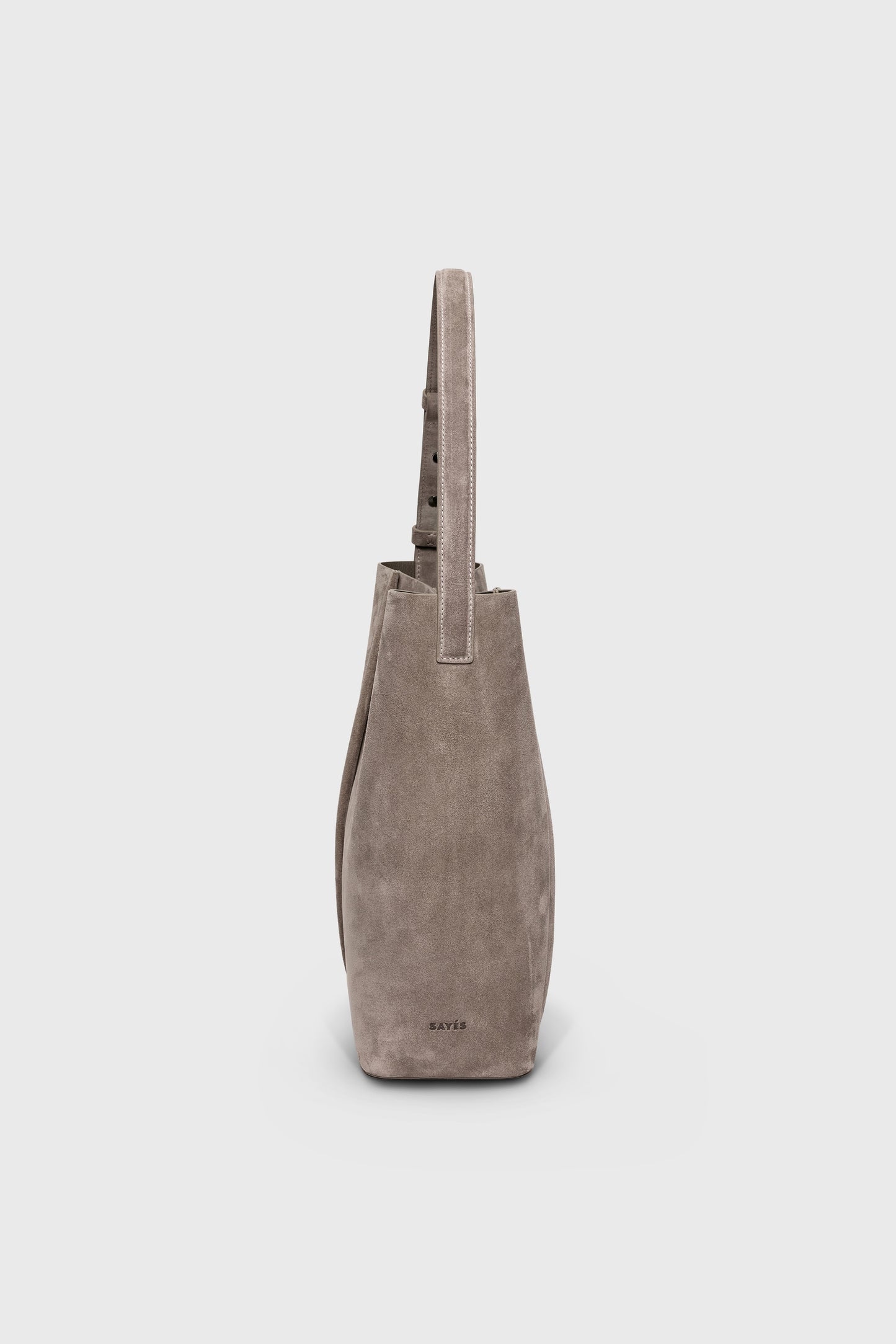 THE LARGE TOTE PLISSÉ SAND BEIGE SUEDE