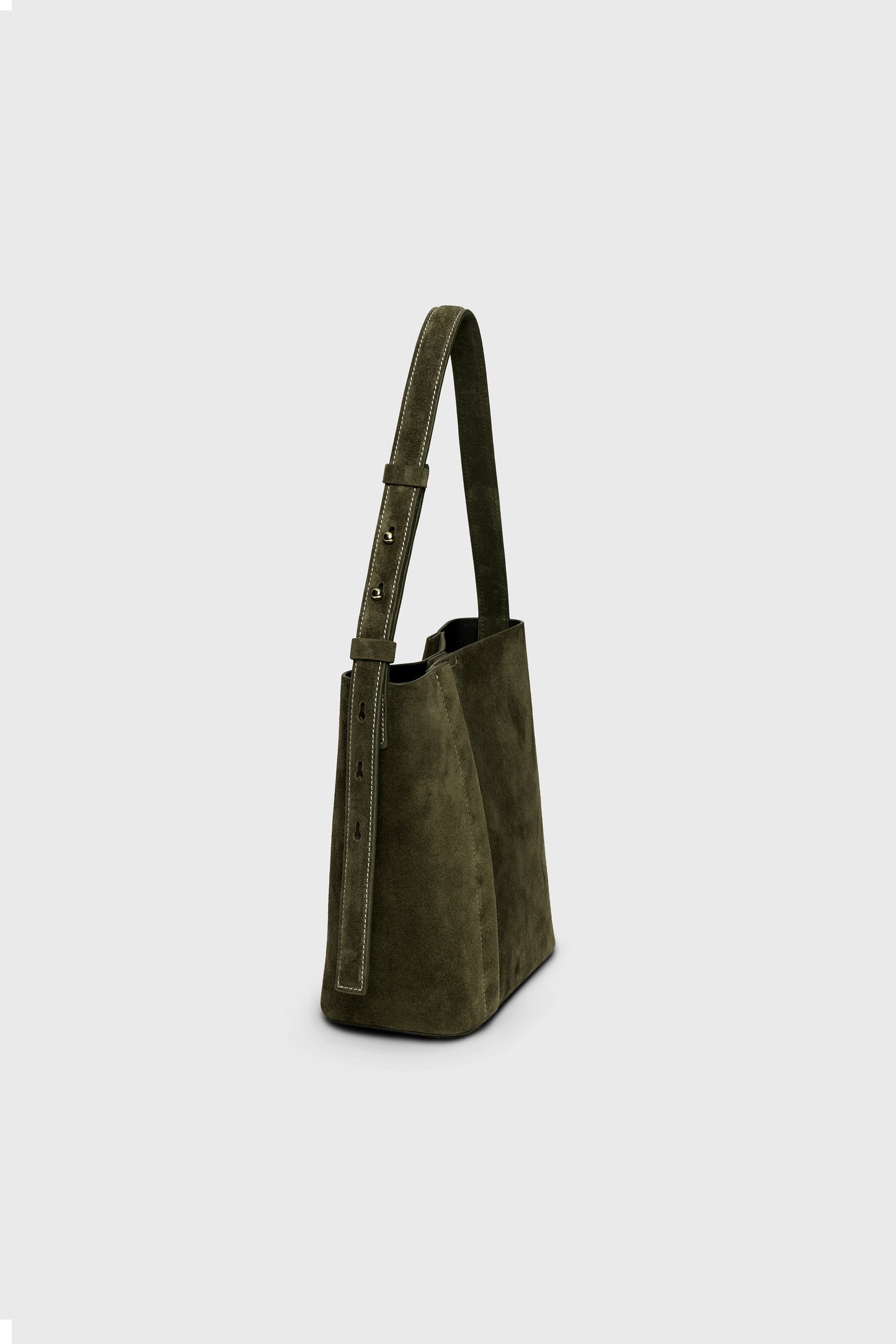 THE MEDIUM TOTE PLISSÉ KHAKI SUEDE