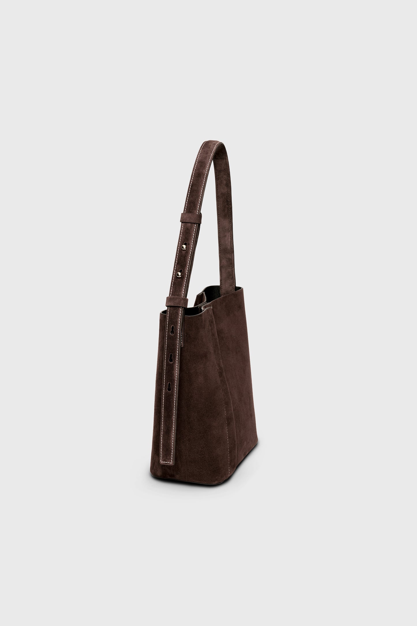 THE MEDIUM TOTE PLISSÉ BROWN SUEDE