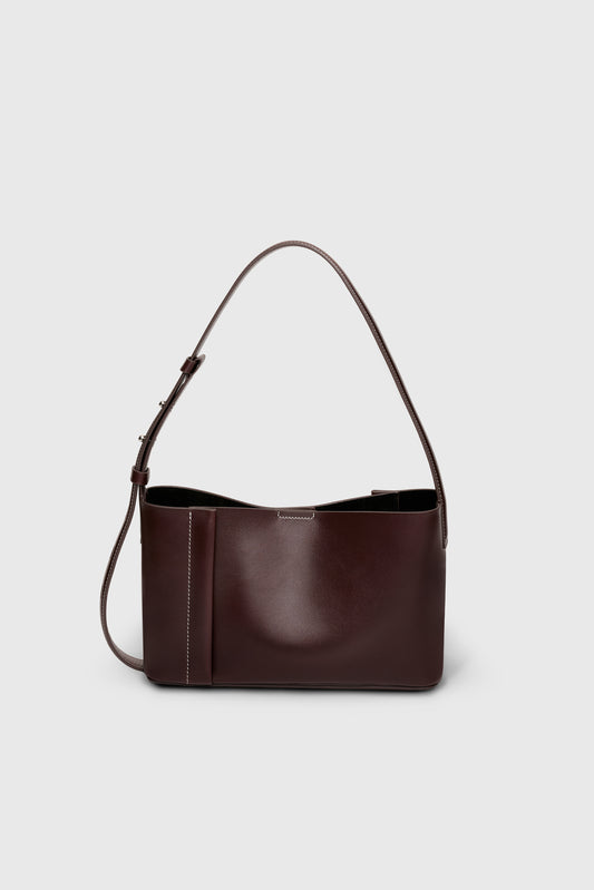 THE SMALL TOTE PLISSÉ BURGUNDY