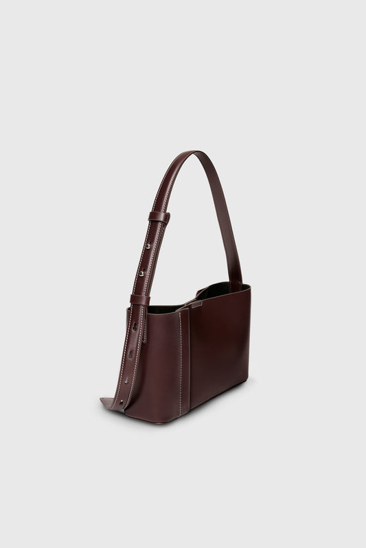 THE SMALL TOTE PLISSÉ BURGUNDY