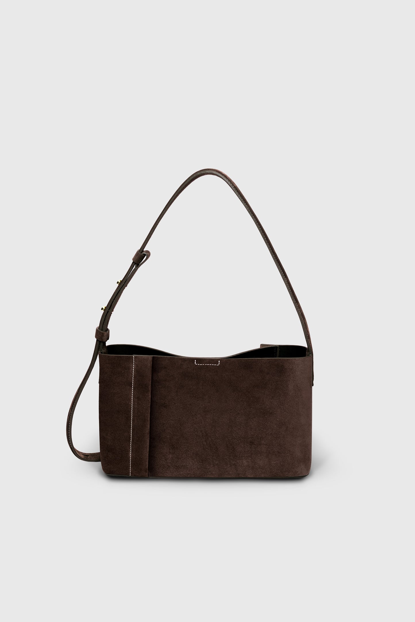 THE SMALL TOTE PLISSÉ BROWN SUEDE
