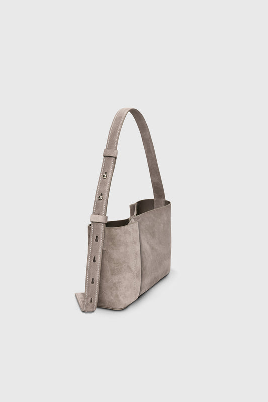 THE SMALL TOTE PLISSÉ SAND BEIGE SUEDE